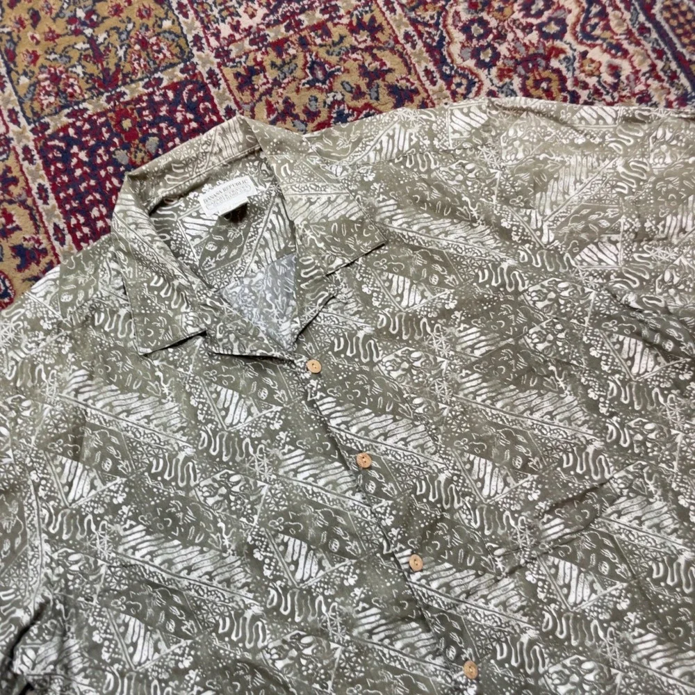 VTG 80s 90s Banana Republic Safari‎ & Travel Medium Batik Print Camp Shirt Rare